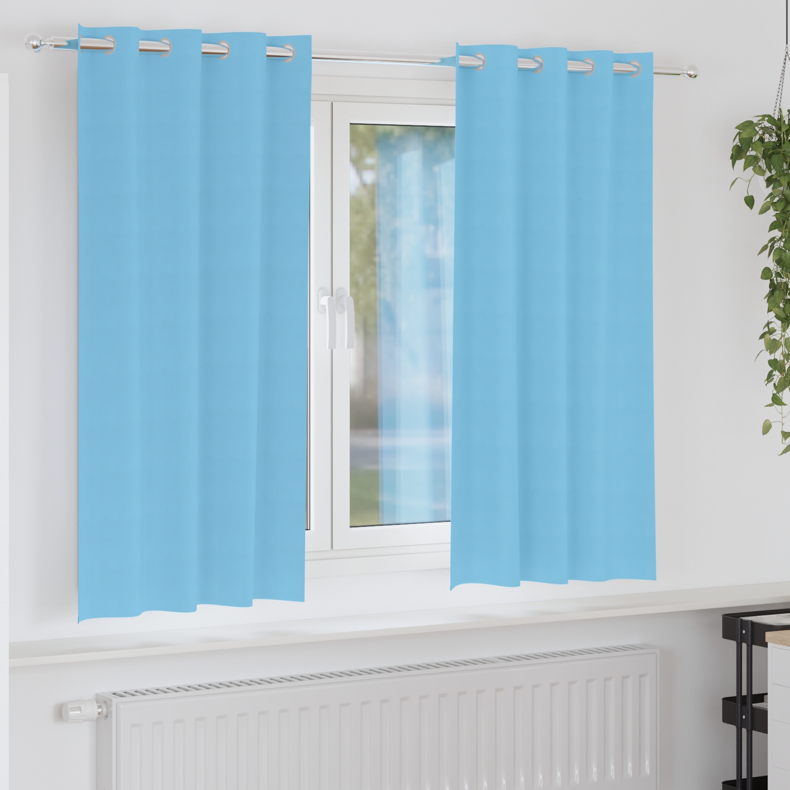 Vorhänge mit Vorhängen 2 pcs Hellblau 175 x 140 cm Polyester
