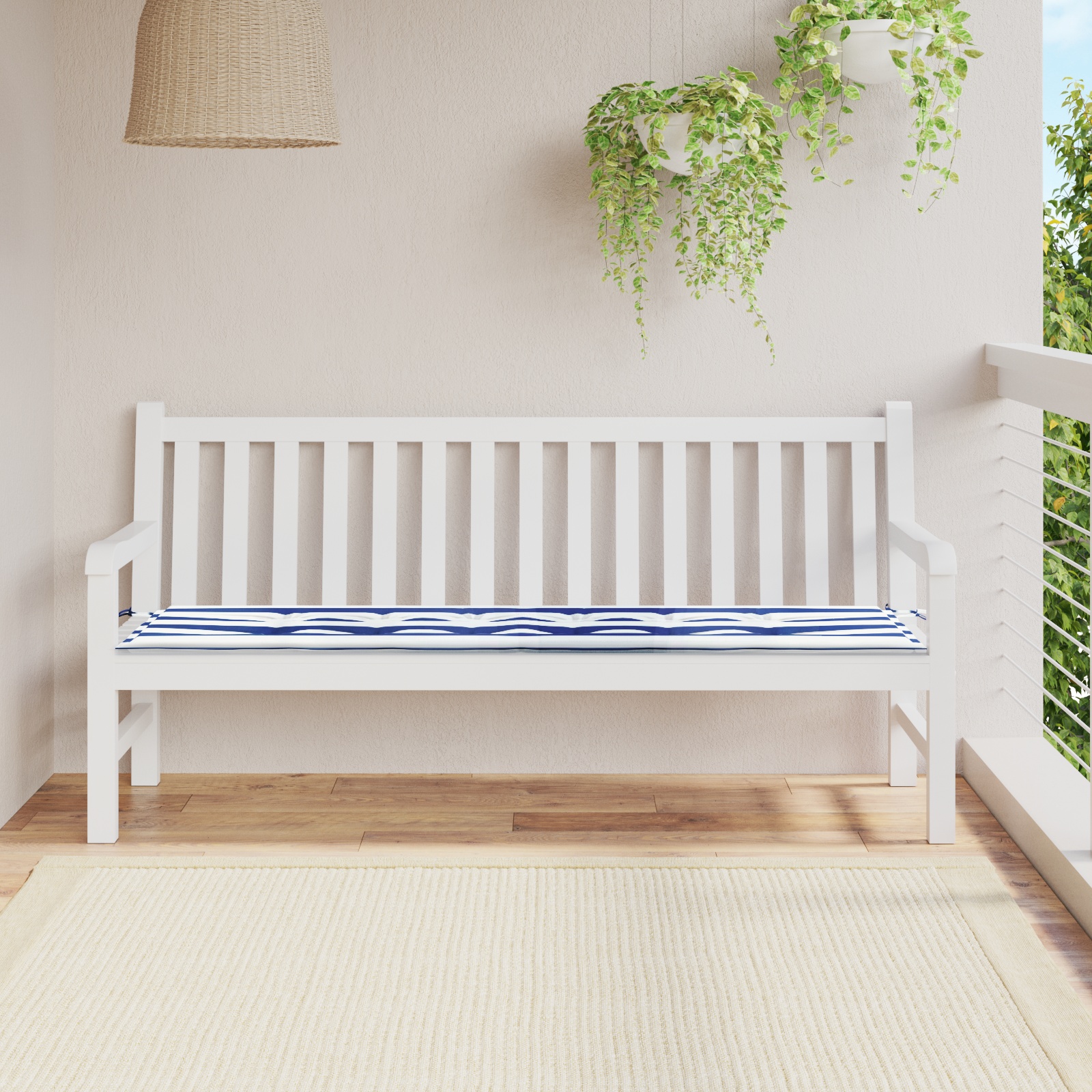 Gartenbank-Auflage Blau Weiß Gestreift 180x50x4cm Oxford-Gewebe