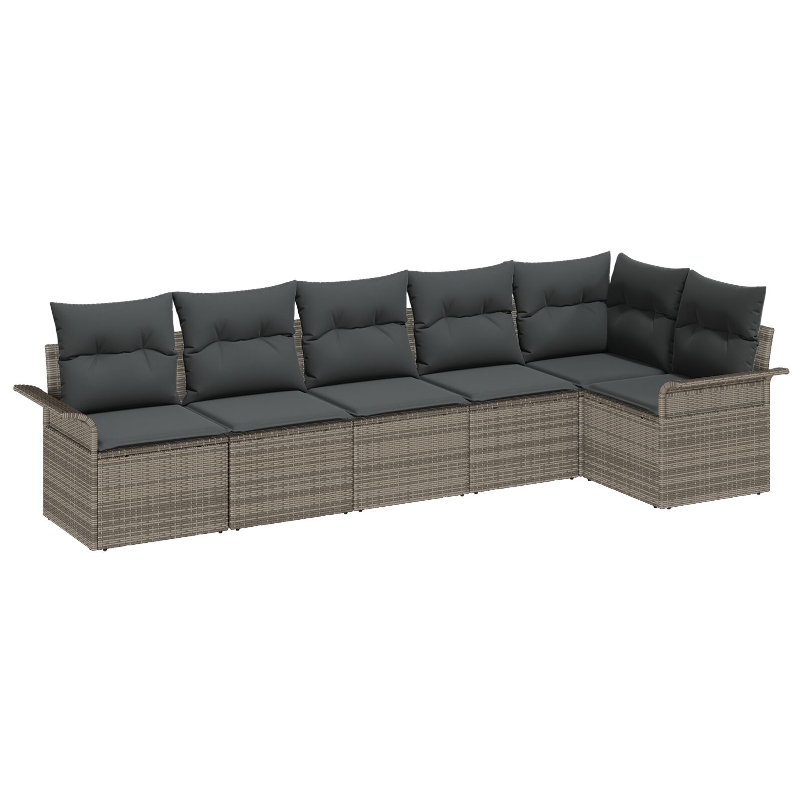 6-teiliges Garten Sofa Set mit Kissen in Grau, Poly Rattan, 2-Sitzer Garten Sofa mit Stauraum & Kissen in Grau, Poly Rattan 6-teiliges Garten Sofa Set mit Kissen in Grau, Poly Rattan, 2-Sitzer Garten Sofa mit Stauraum & Kissen in Grau, Poly Rattan