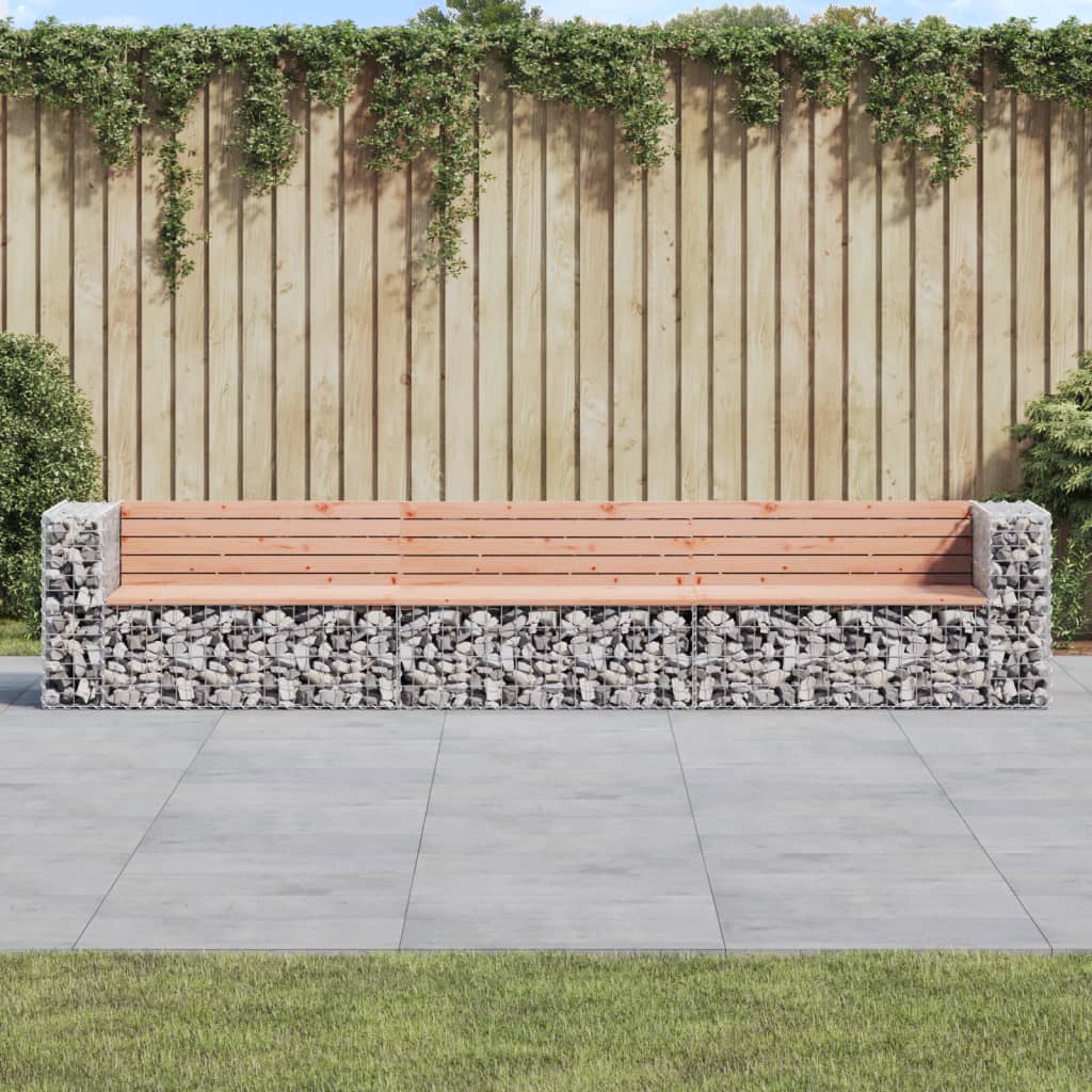 Gartenbank aus Gabionen 347x71x65,5 cm Massivholz Douglasie Gartenbank aus Gabionen 347x71x65,5 cm Massivholz Douglasie