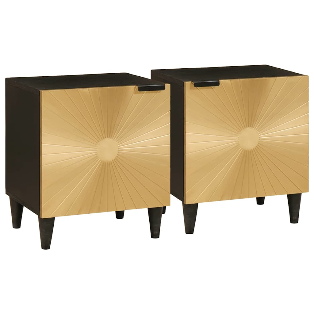 Nachttisch 2 pcs Schwarz und Gold 40 x 33.5 x 46 cm Nachttisch 2 pcs Schwarz und Gold 40 x 33.5 x 46 cm