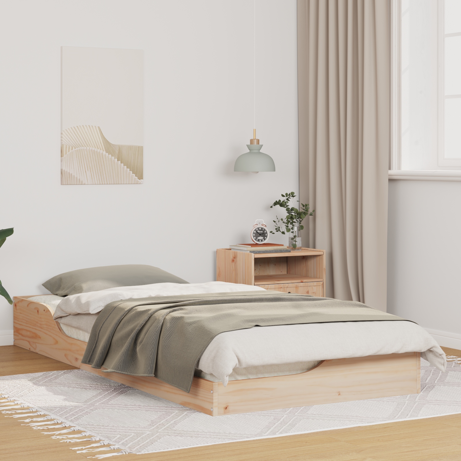 Bodenbettgestell Braun 90 x 200 cm Massivkiefer