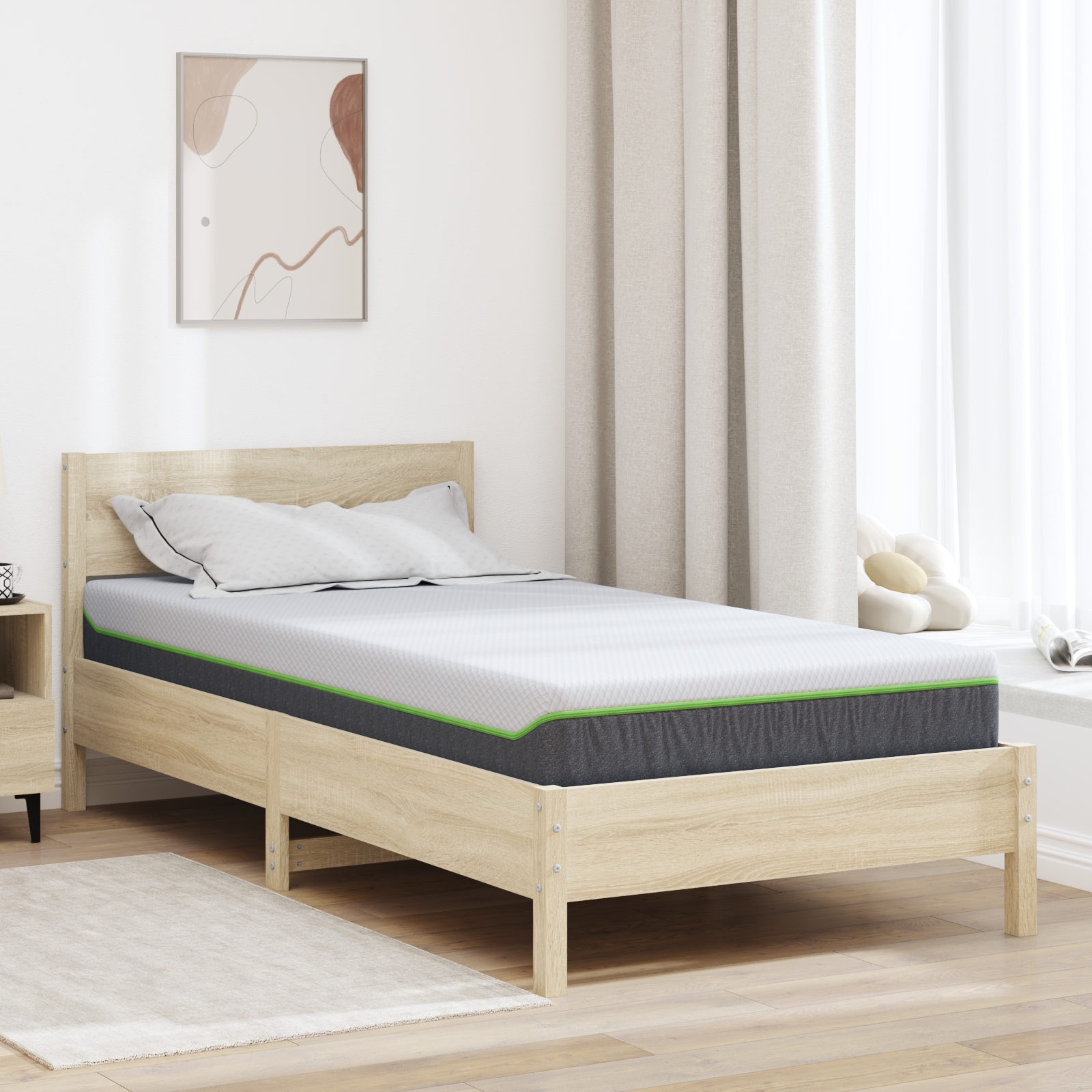 Matratzen Weiß, Grau 100 x 200 cm 100% Polyester Jacquardstoff