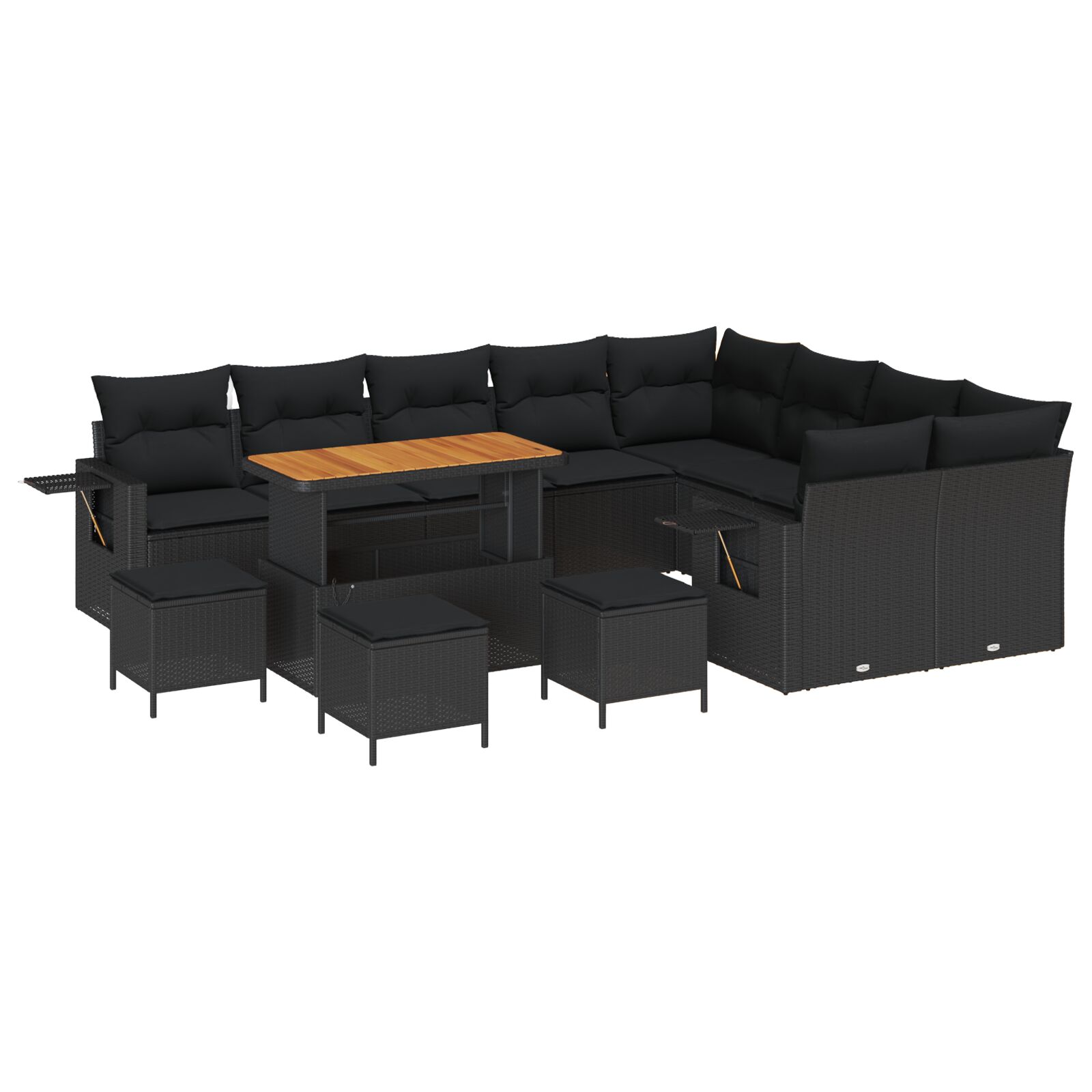13-teilige Garten Sofa Set mit Kissen Schwarz Poly Rattan Akazie, 4-teiliges Garten Esszimmer Set mit Kissen Schwarz Poly Rattan Akazie 13-teilige Garten Sofa Set mit Kissen Schwarz Poly Rattan Akazie, 4-teiliges Garten Esszimmer Set mit Kissen Schwarz Poly Rattan Akazie