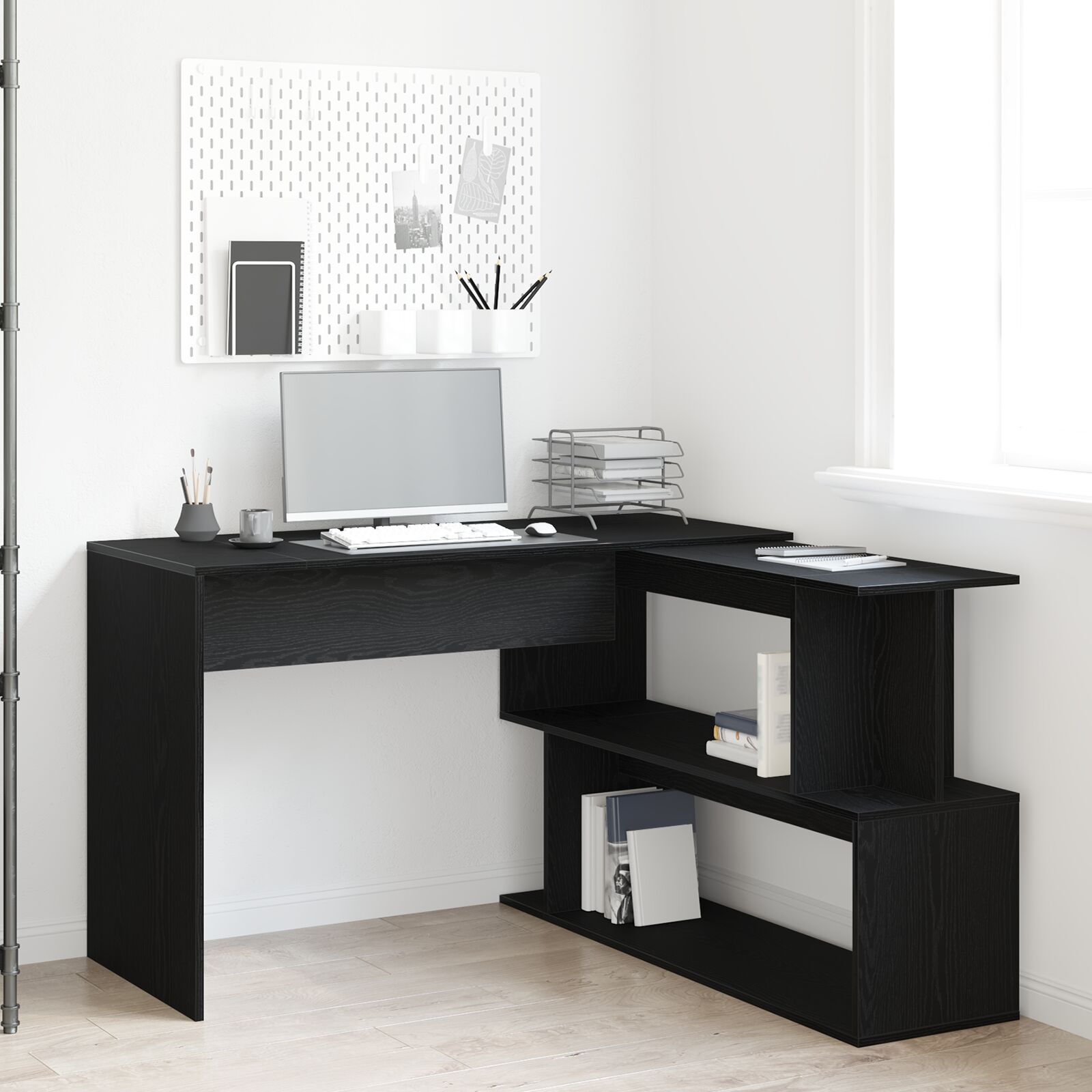 vidaXL Schreibtisch Schwarz Eiche 200x50x76 cm Holzwerkstoff