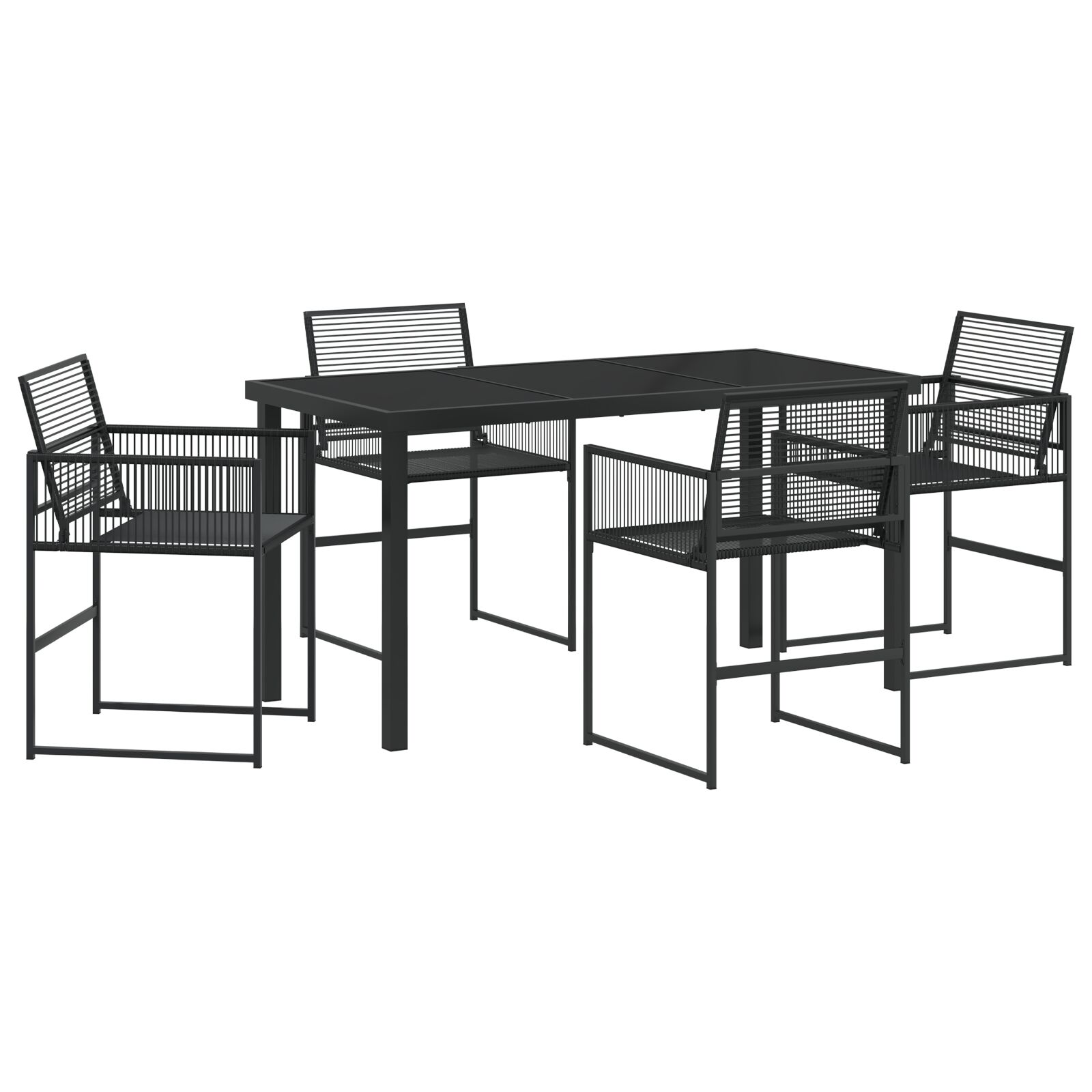 5-teiliges Garten-Ess-Set Schwarzes Poly-Rattan 5-teiliges Garten-Ess-Set Schwarzes Poly-Rattan