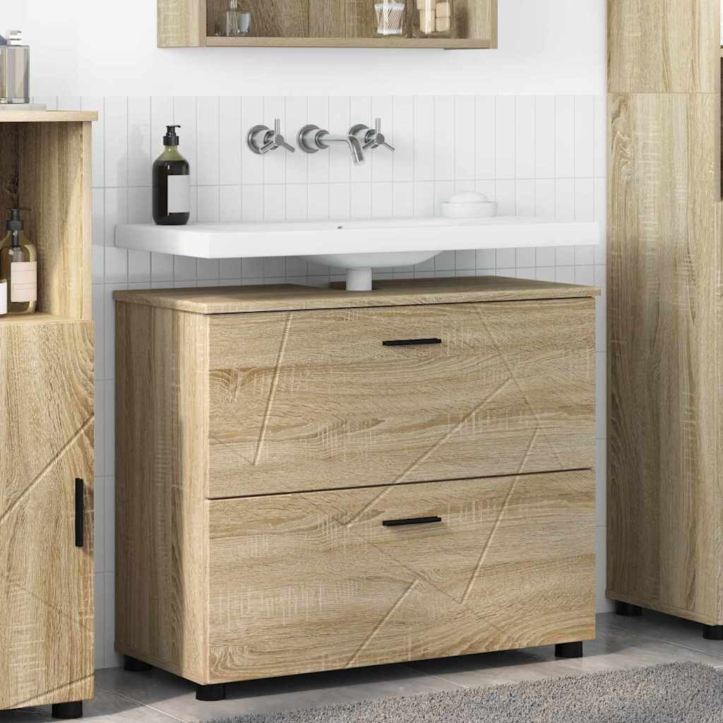 Badezimmer Schrank Sonoma Eiche 76,5 x 35 x 64 cm Holzwerkstoff
