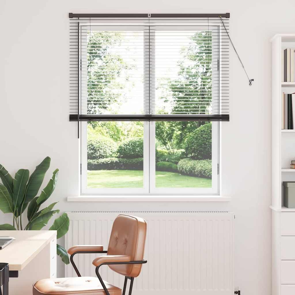 Fenster Jalousie mit Vorhängen Sonstiges Schwarz 80 x 130 cm Aluminium