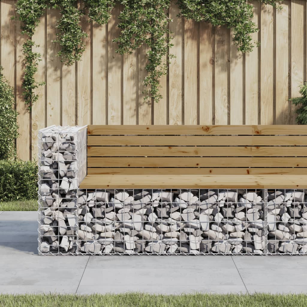 Gartenbank aus Gabionen 122x71x65,5 cm Kiefernholz Imprägniert Gartenbank aus Gabionen 122x71x65,5 cm Kiefernholz Imprägniert