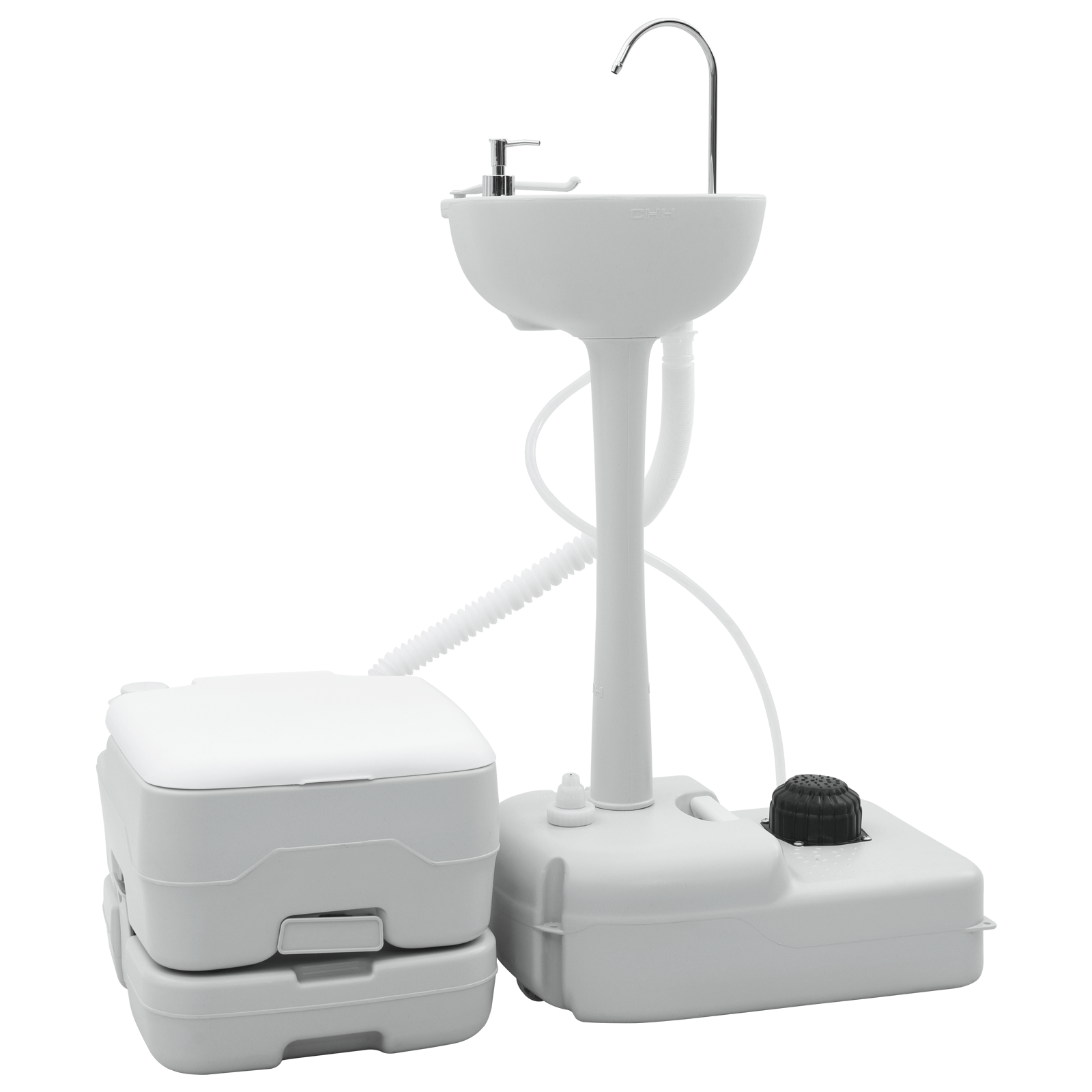Campingtoilette Grauer Körper + Weiße Abdeckung + Cool Grey NA NA NA