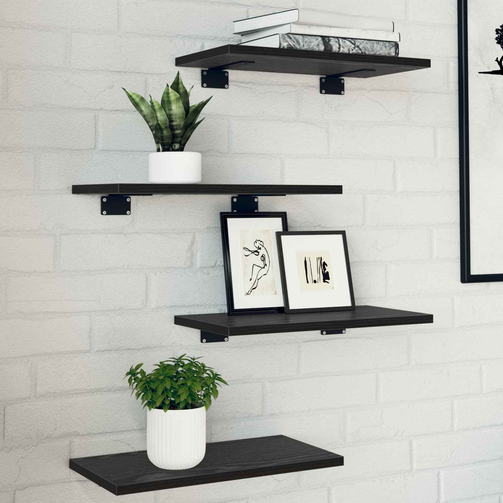 Wandmontierte Regale Schwarze Eiche MDF 40 x 20 x 1,5 cm