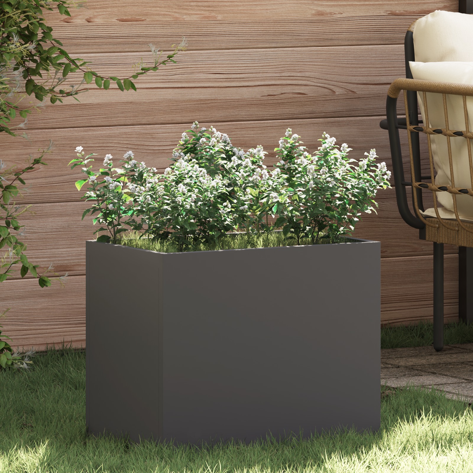 Gartenblumentopf Schwarz 50 x 32 x 40 cm Kaltgewalzter Stahl