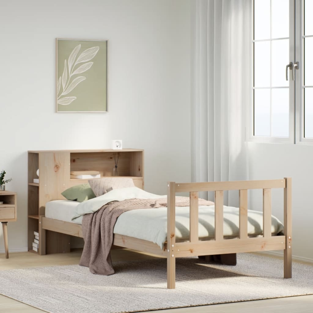 Massivholzbett mit Regal ohne Matratze 100x200 cm Kiefer