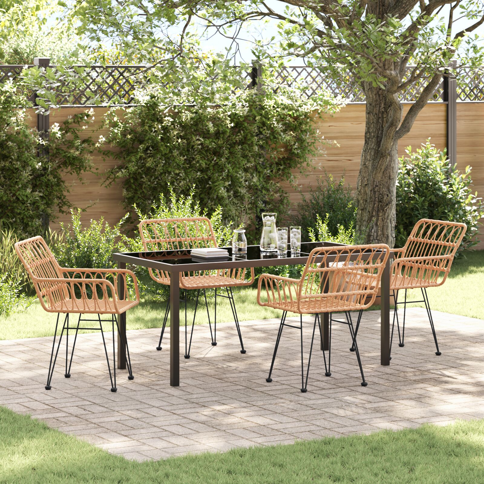 5-teiliges Garten-Ess-Set Braunes Poly-Rattan 5-teiliges Garten-Ess-Set Braunes Poly-Rattan