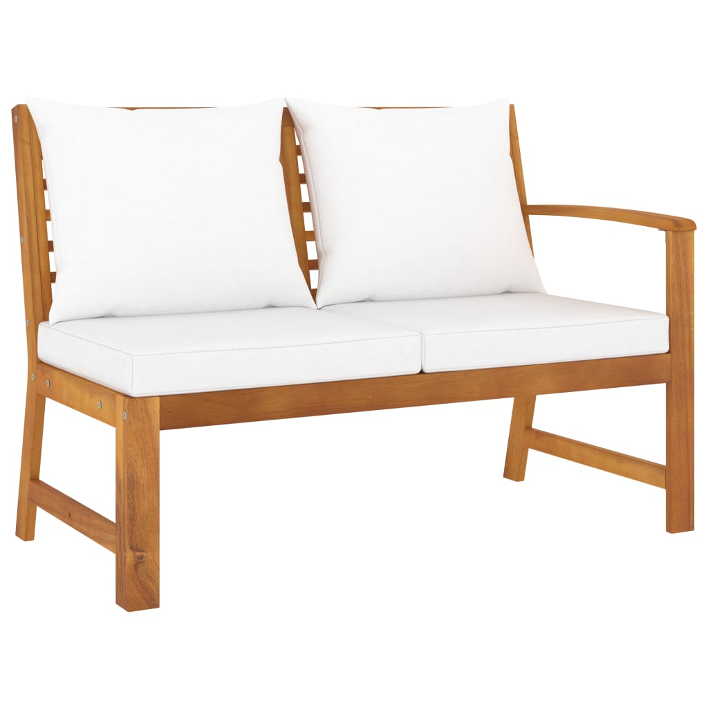Gartenbank 114,5 cm mit Creme Kissen Massivholz Akazie Gartenbank 114,5 cm mit Creme Kissen Massivholz Akazie
