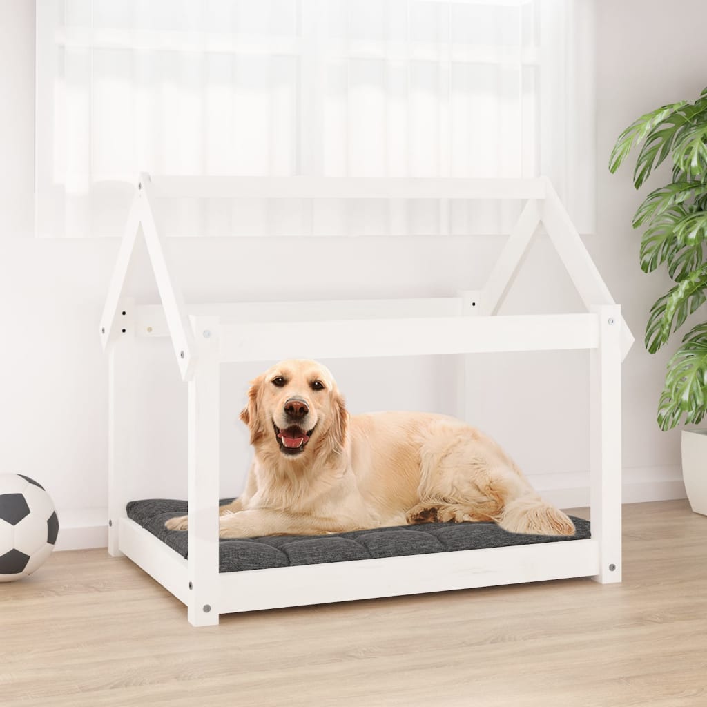 Hundebett Weiß 81x60x70 cm Massivholz Kiefer Hundebett Weiß 81x60x70 cm Massivholz Kiefer