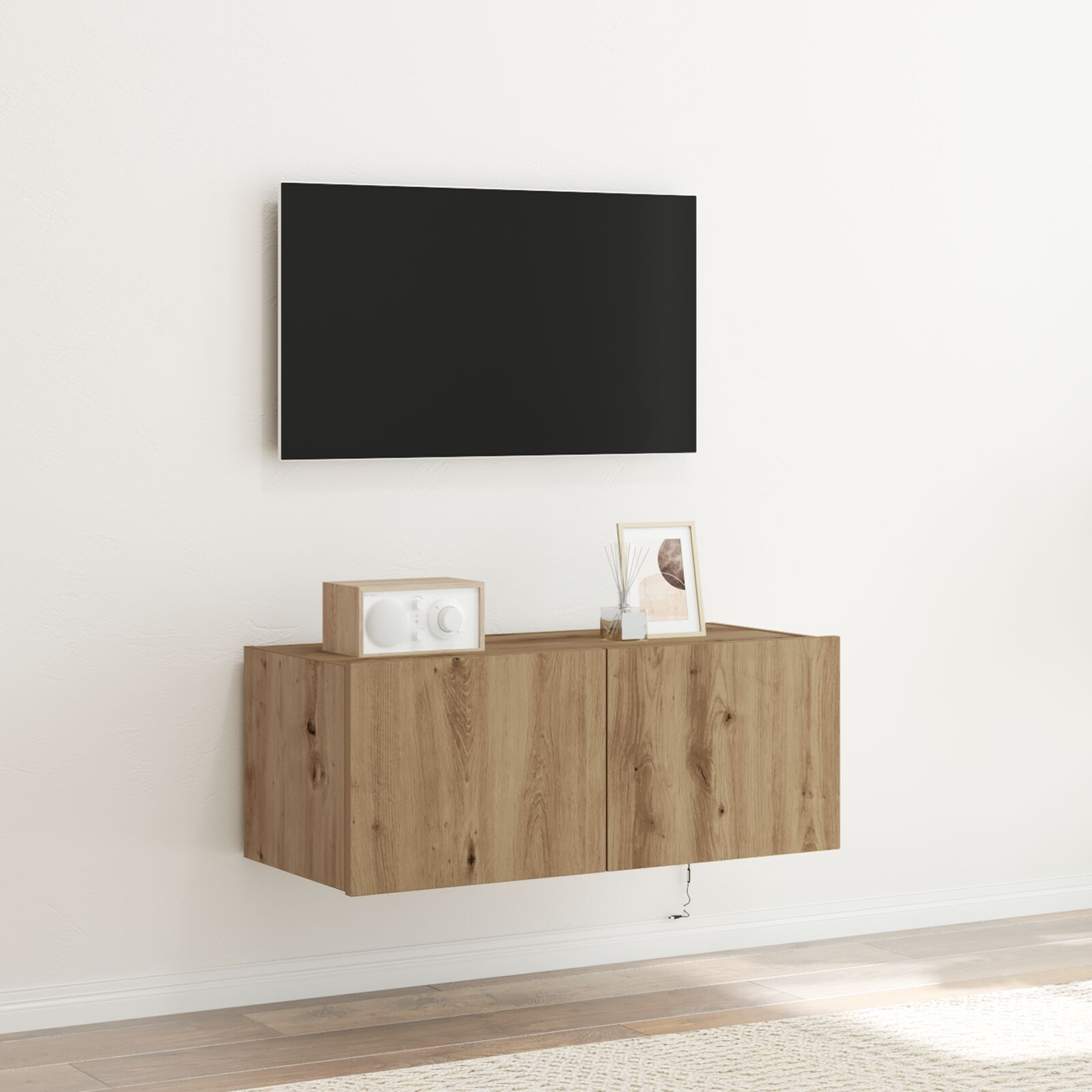 vidaXL TV-Wandschrank mit LED-Lichtern Artisan Eiche 80x35x31 cm