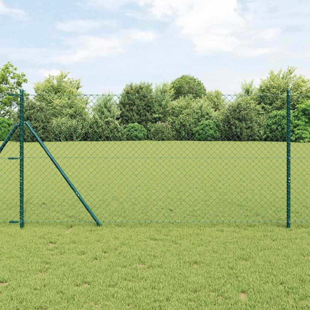 Zaunpfostenset Grün 1 x 10 m Verzinkter Stahl