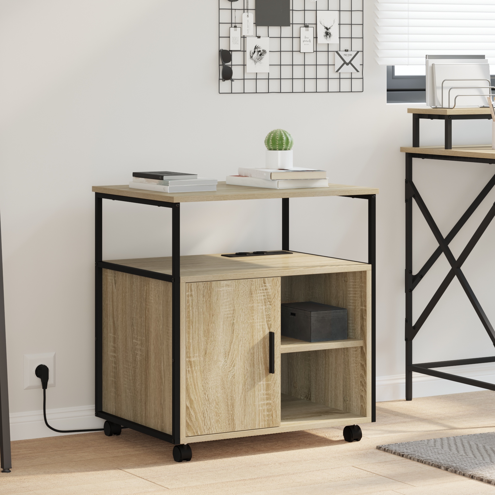 Büroschrank mit Rad Sonoma Eiche 60 x 46 x 67 cm Holzwerkstoff