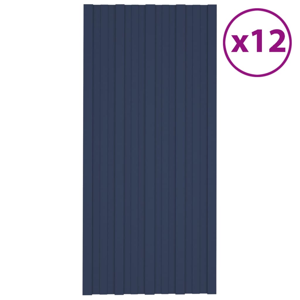 Dachpaneele 12 Stk. Verzinkter Stahl Anthrazit 100x45 cm