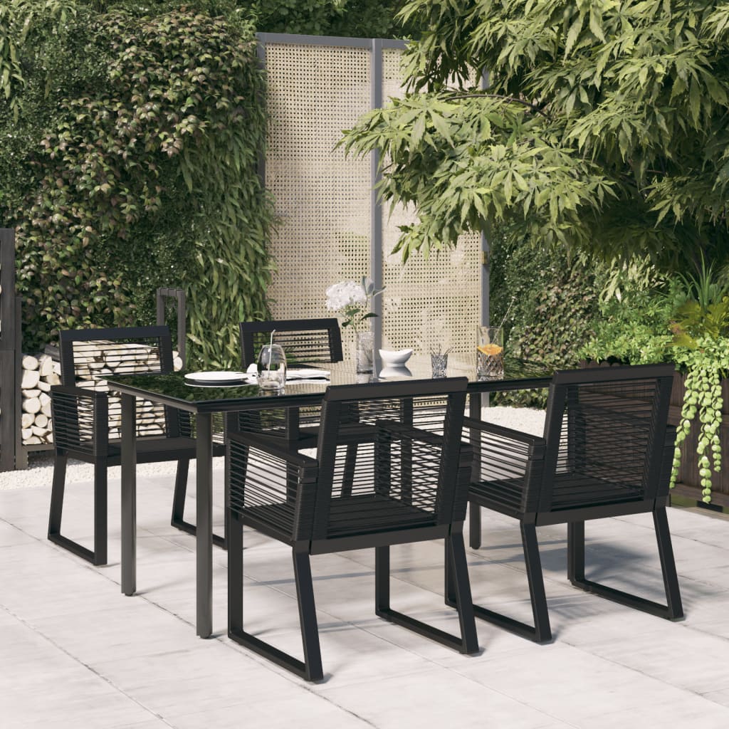 5-tlg. Garten-Essgruppe Schwarz PVC Rattan 5-tlg. Garten-Essgruppe Schwarz PVC Rattan