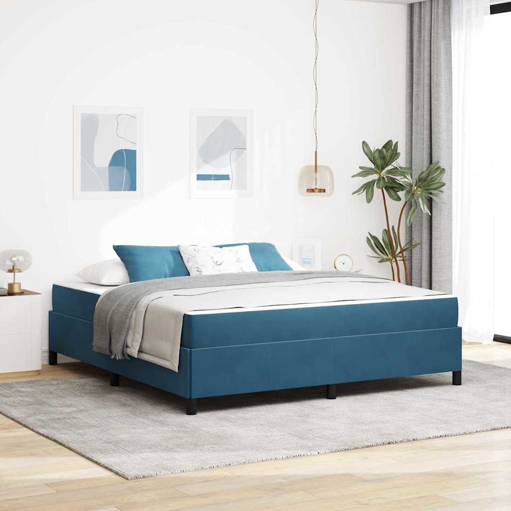 Bettgestell Sonstiges Dunkelblau und Weiß 180 x 200 cm Samt