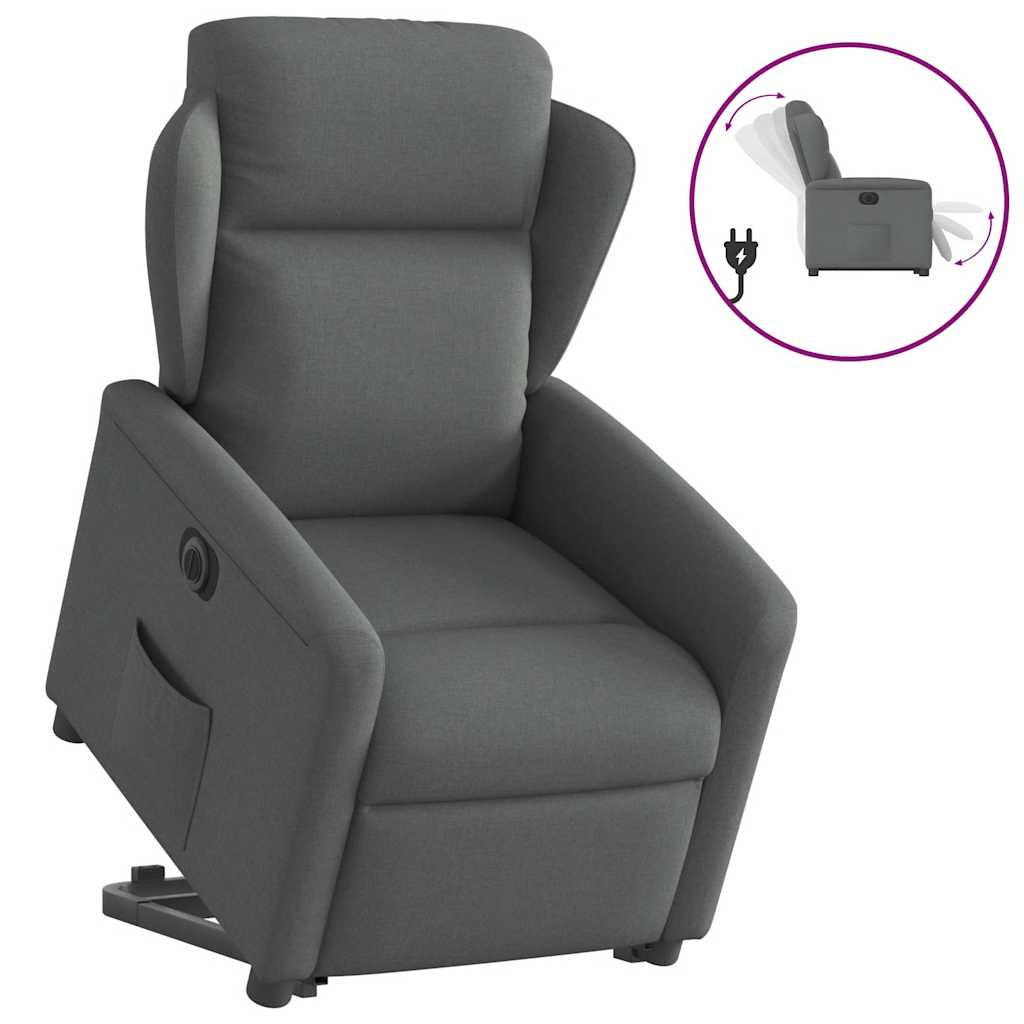 Relaxsessel mit Aufstehhilfe Elektrisch Dunkelgrau Stoff