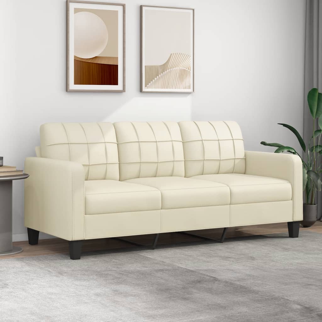 3-Sitzer-Sofa Creme 180 cm Kunstleder 3-Sitzer-Sofa Creme 180 cm Kunstleder