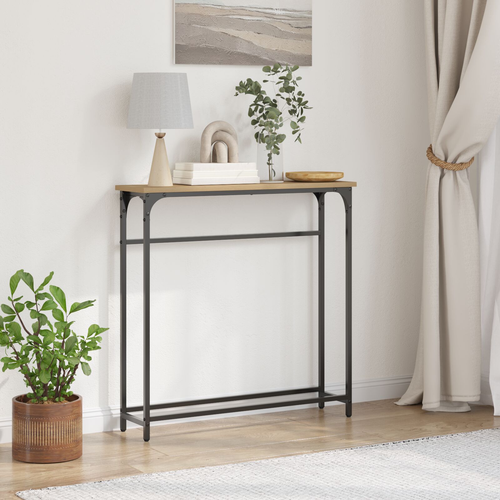 vidaXL Konsolentisch Artisan Eiche 75x19,5x75 cm aus Holzwerkstoff und Stahl
