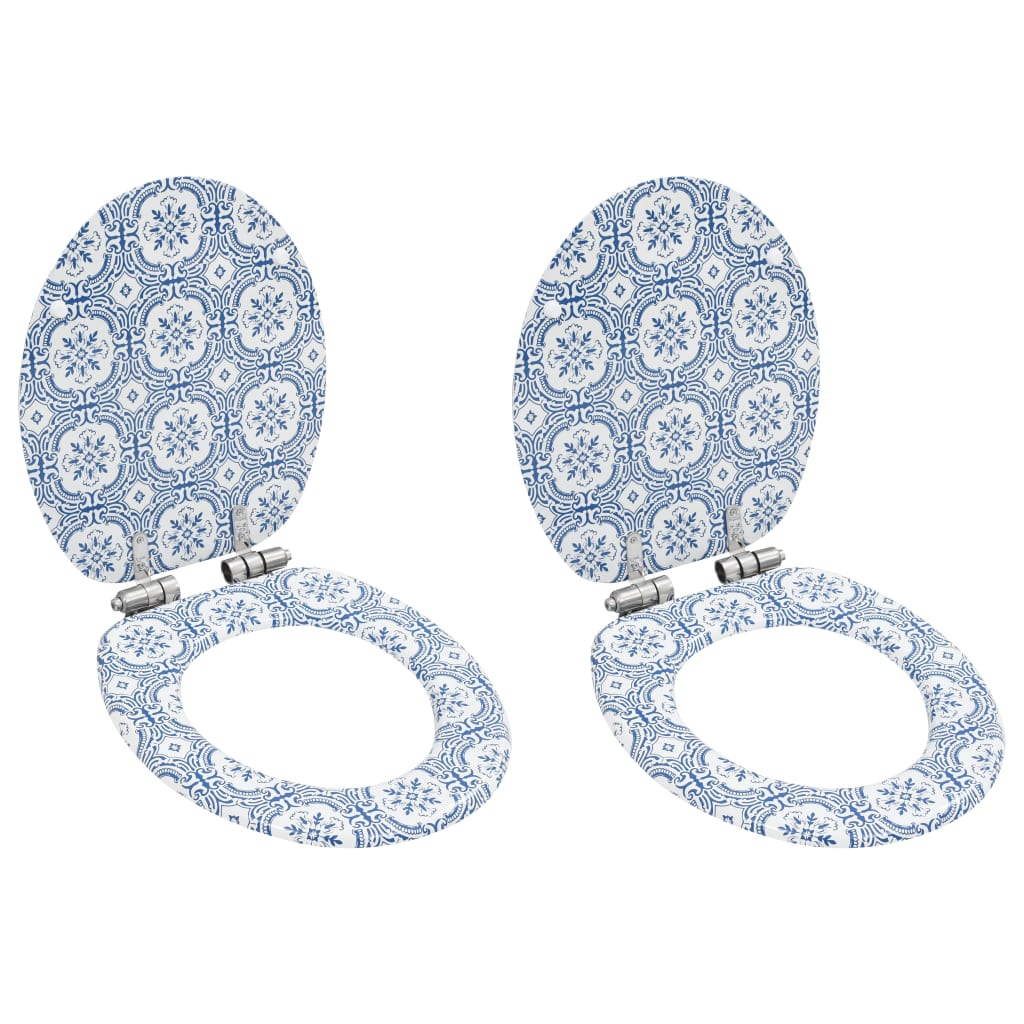 Toilettensitze 2 Stk. Soft-Close-Deckel MDF Porzellan-Design Toilettensitze 2 Stk. Soft-Close-Deckel MDF Porzellan-Design