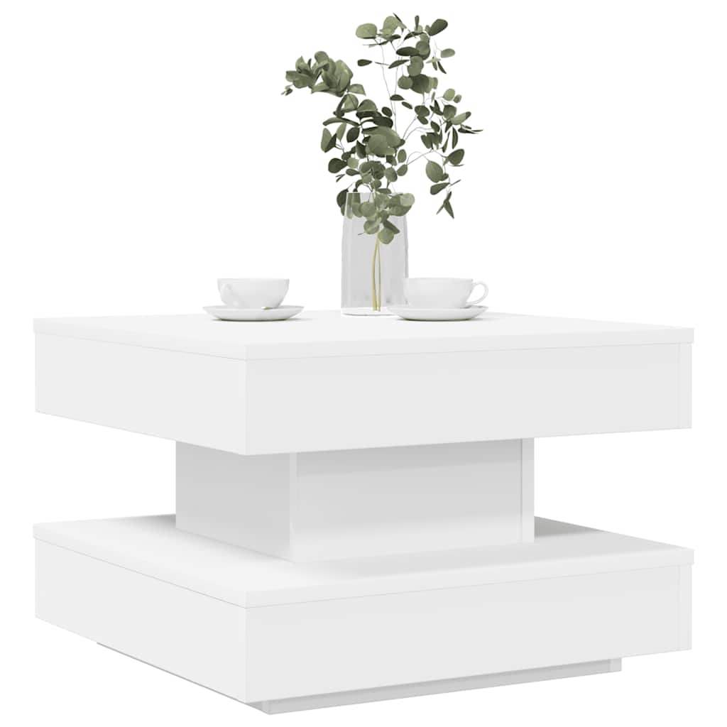 Couchtisch 360-Grad Drehbar Weiß 50x50x34,5 cm
