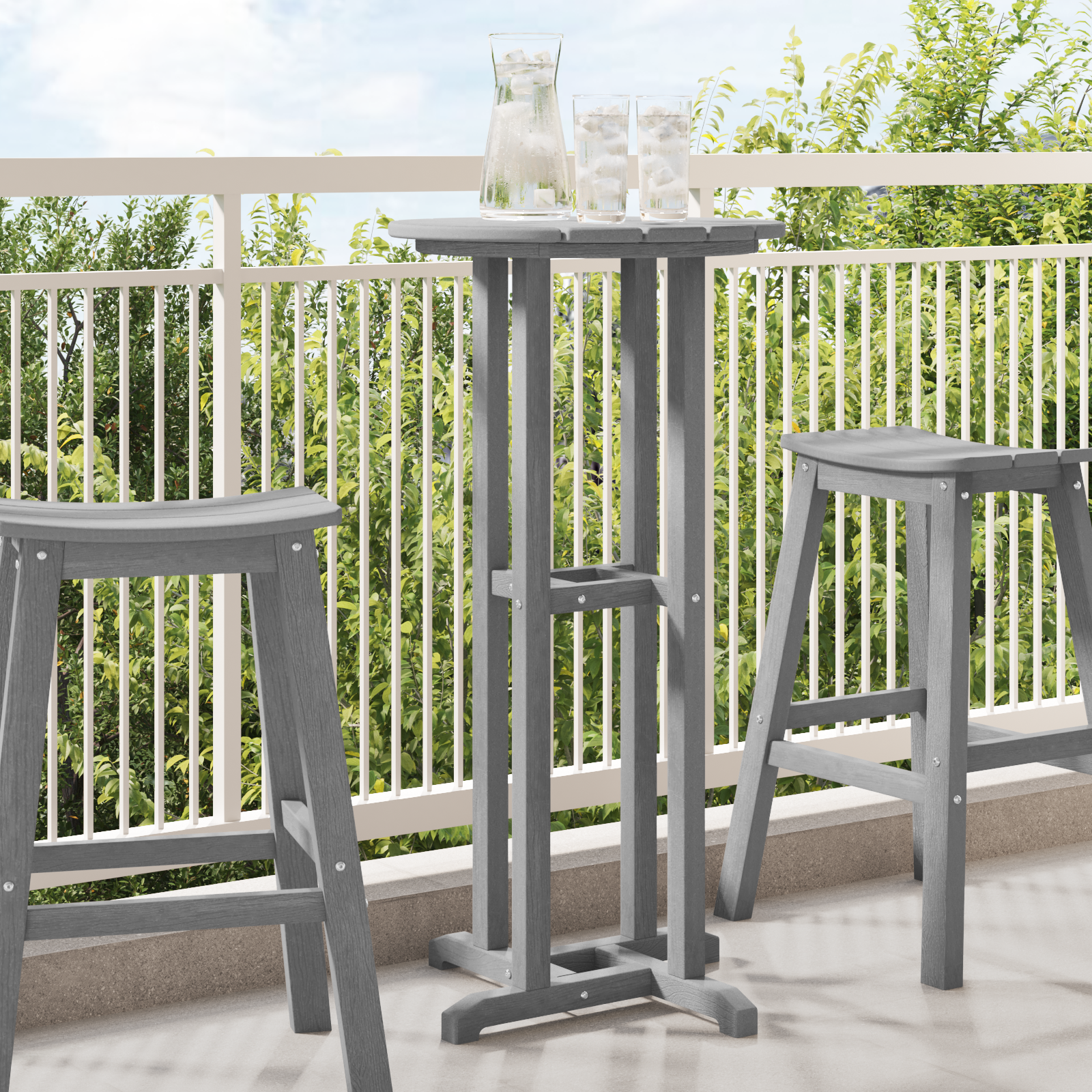 Bartisch Hellgrau 55x55x107 cm HDPE