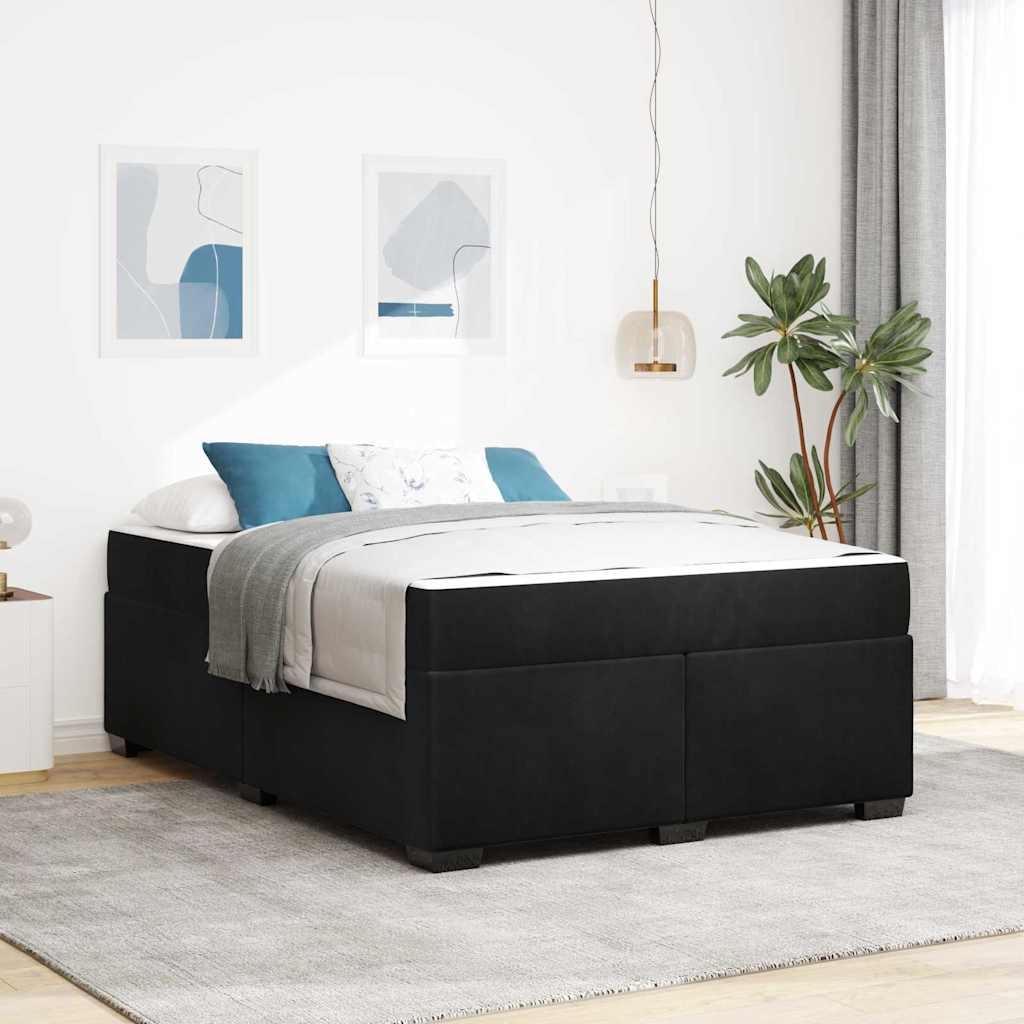 Bettgestell mit Matratze Sonstiges Schwarz 160 x 200 cm Samt