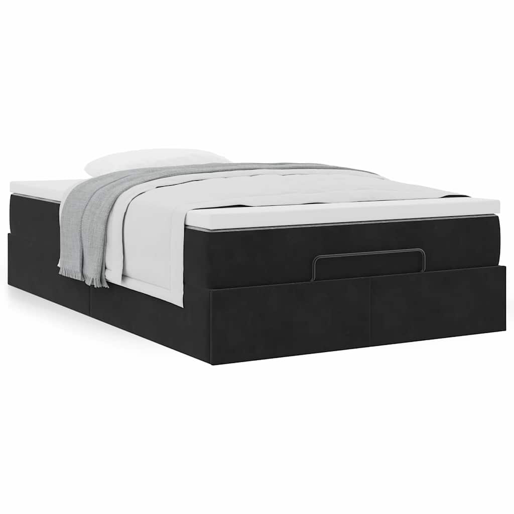 Ottoman-Bett mit Matratze Schwarz 120x200 cm Samt
