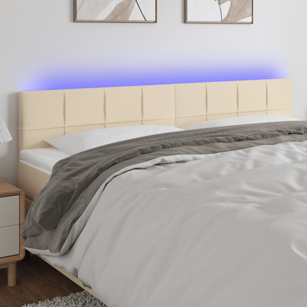 LED Kopfteil Creme 160x5x78/88 cm Stoff