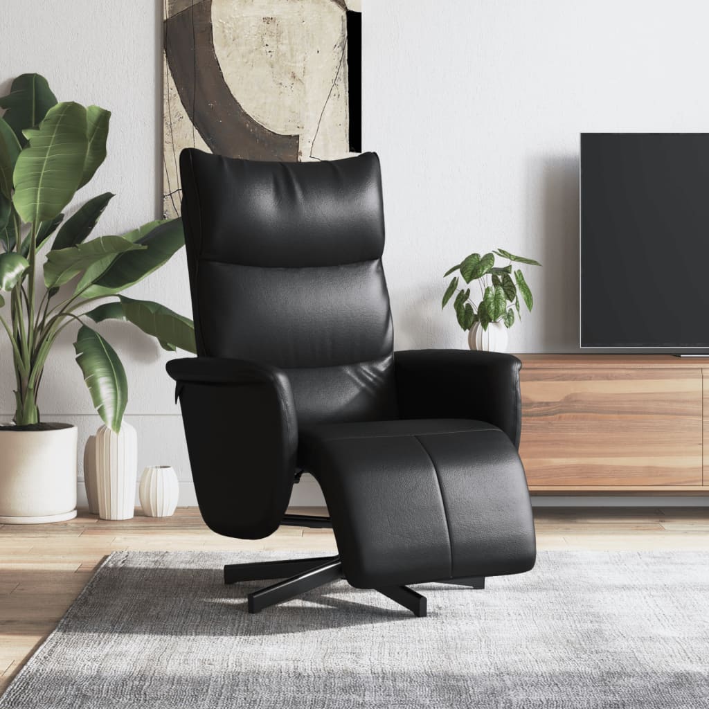 Relaxsessel mit Fußteil Schwarz Kunstleder