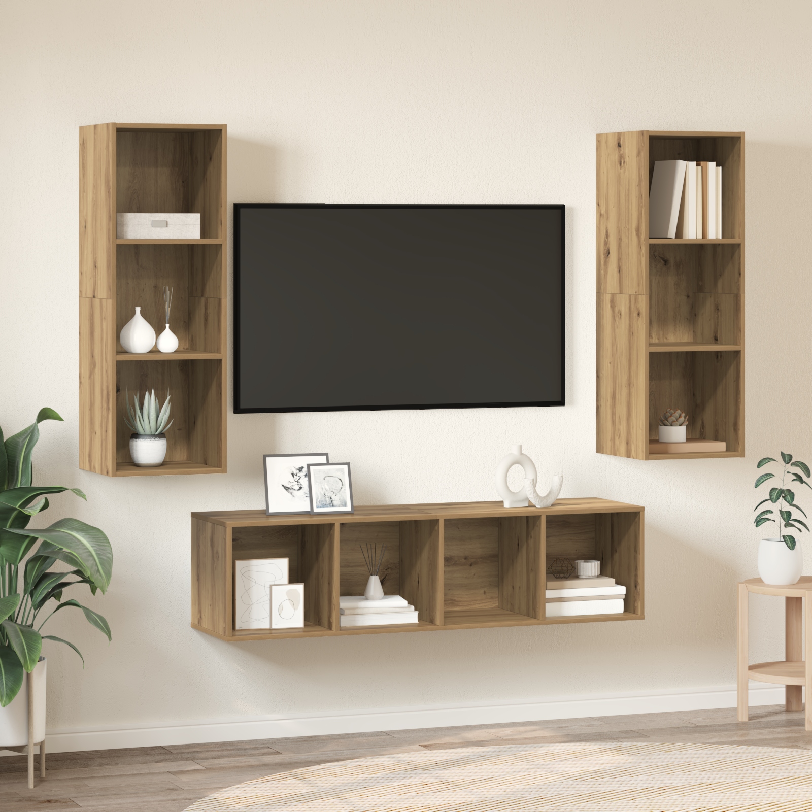 TV-Schrank Set 3 pcs Eiche handwerklich 37 x 37 x 142,5 cm