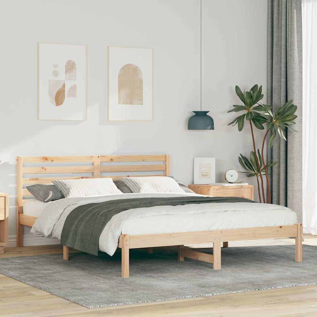 Bettgestell mit Kopfteil Braun 140 x 200 cm Massivkiefer