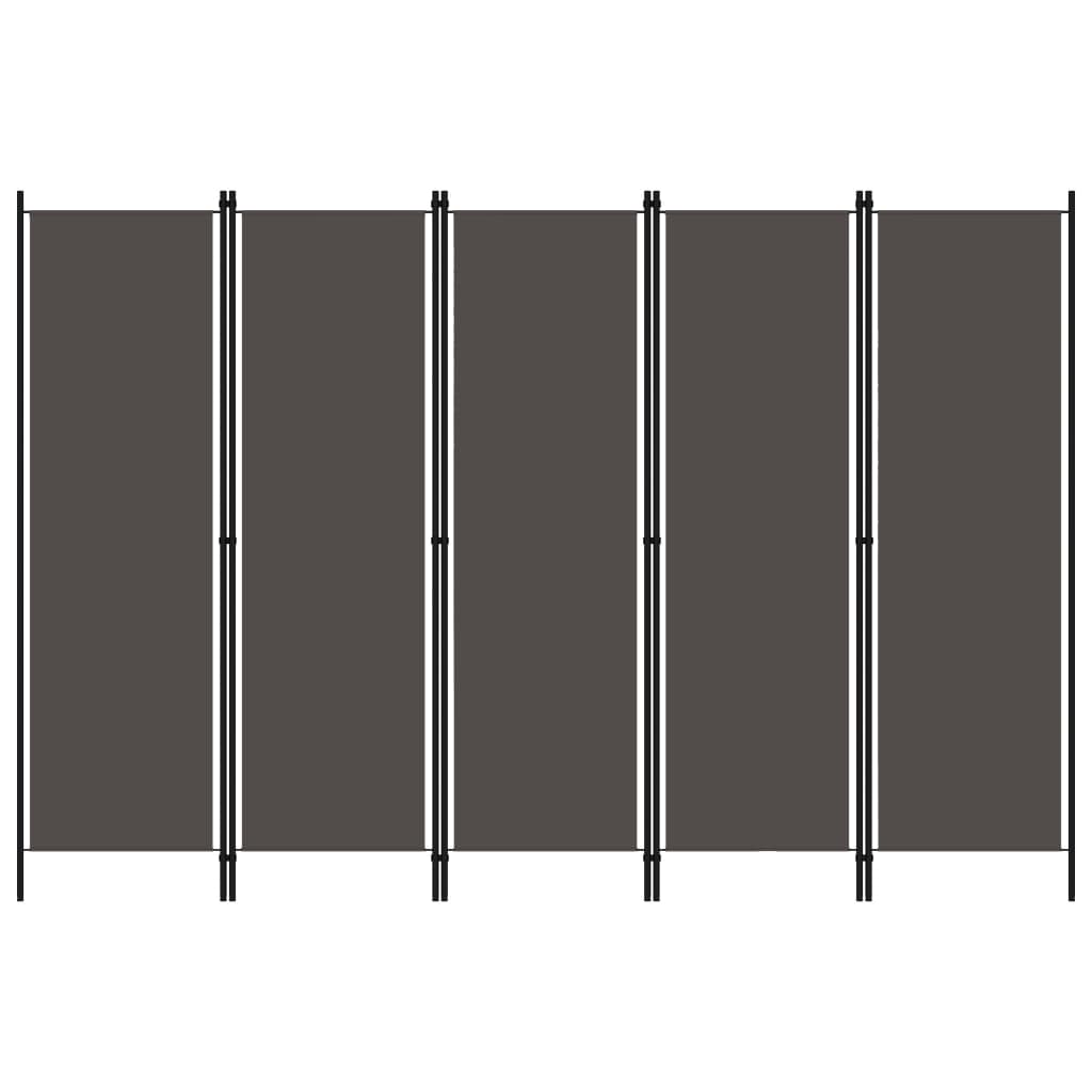 5-tlg. Raumteiler Anthrazit 250x180 cm