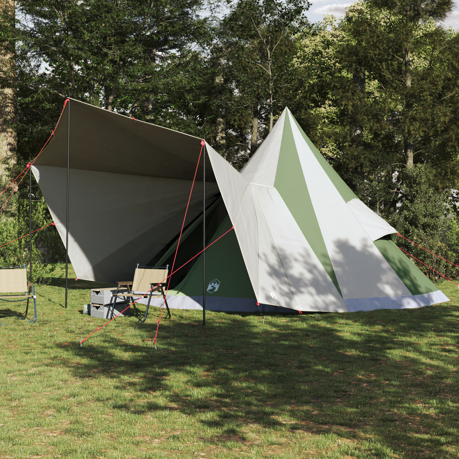 Familienzelt Tipi Grün 12-Personen wasserfest