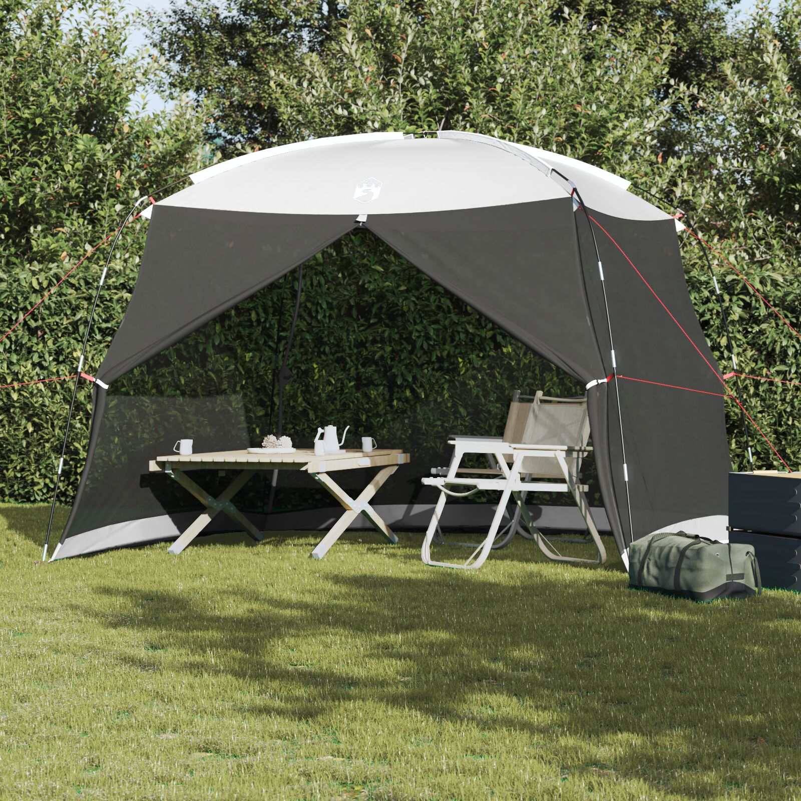 vidaXL Camping-Mückennetz mit Tür Grau für 6 Personen Wasserdicht