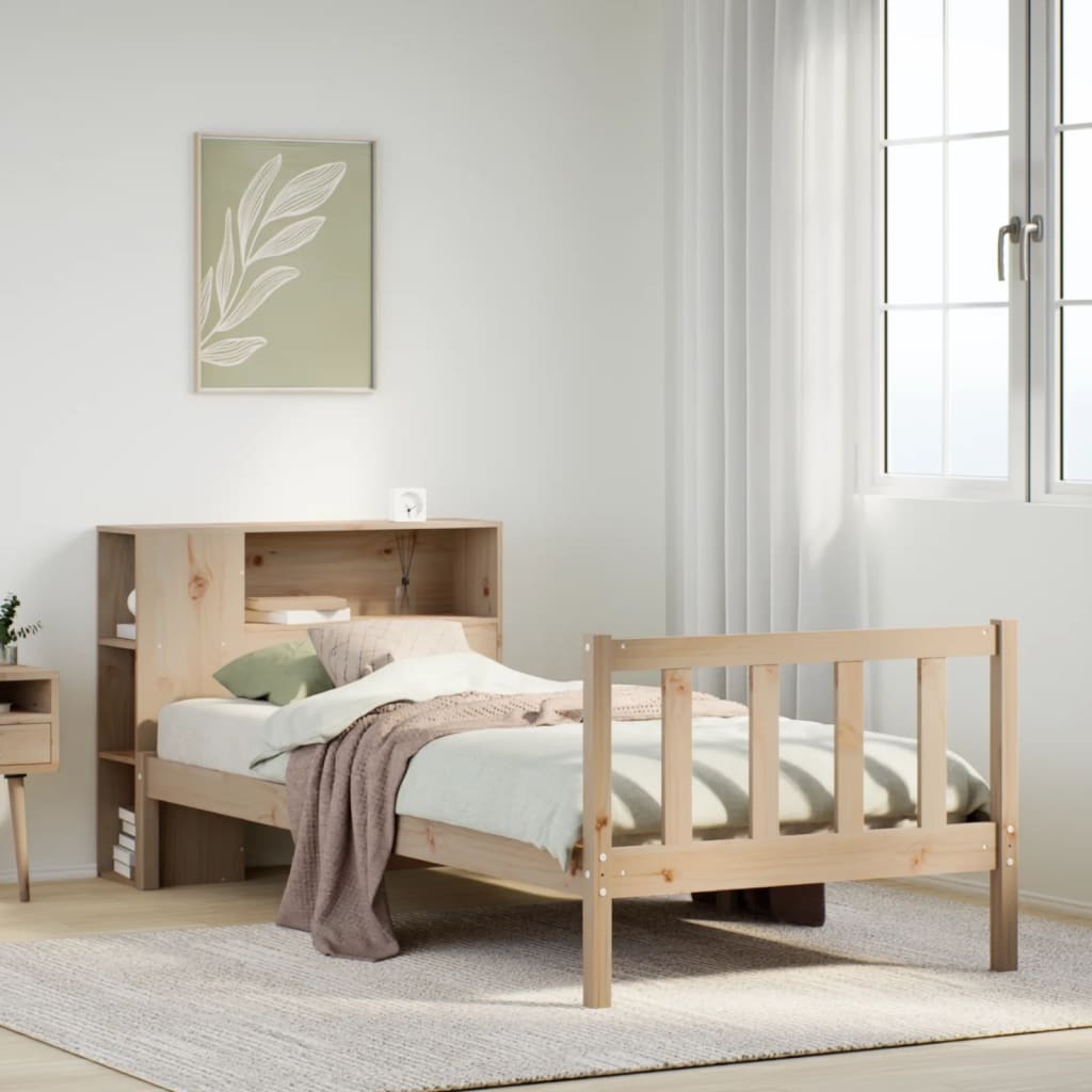 Massivholzbett mit Regal ohne Matratze 90x200 cm Kiefer