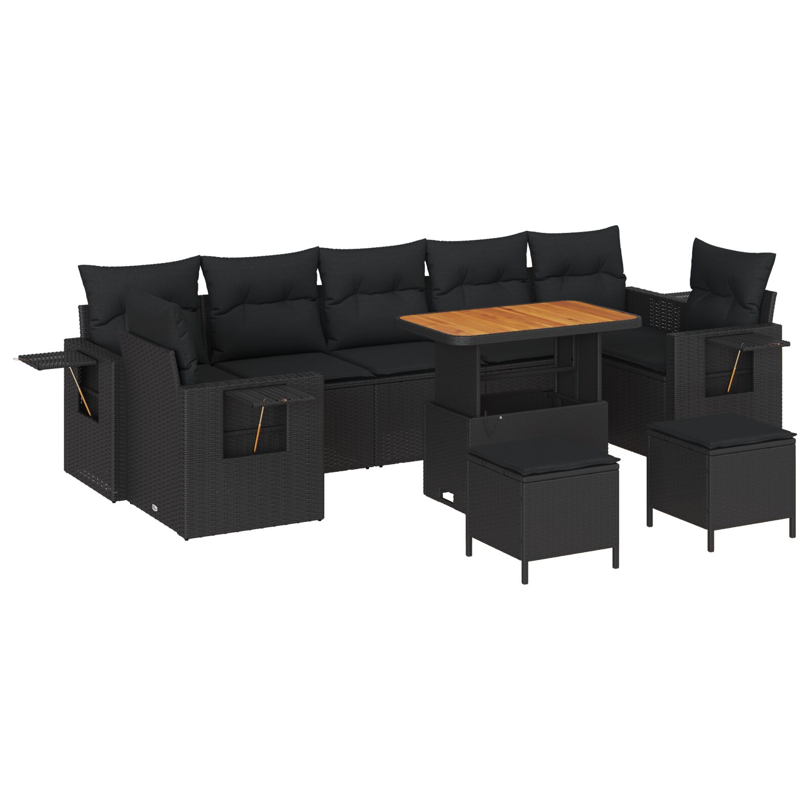 10-teiliges Garten-Sofa-Set mit Kissen Schwarz Poly-Rattan Akazie, 3-teiliges Garten-Ess-Set mit Kissen Schwarz Poly-Rattan Akazie 10-teiliges Garten-Sofa-Set mit Kissen Schwarz Poly-Rattan Akazie, 3-teiliges Garten-Ess-Set mit Kissen Schwarz Poly-Rattan Akazie