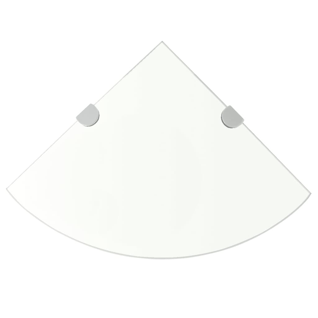 Eckregale 2 Stk. mit verchromten Halterungen Glas Transparent