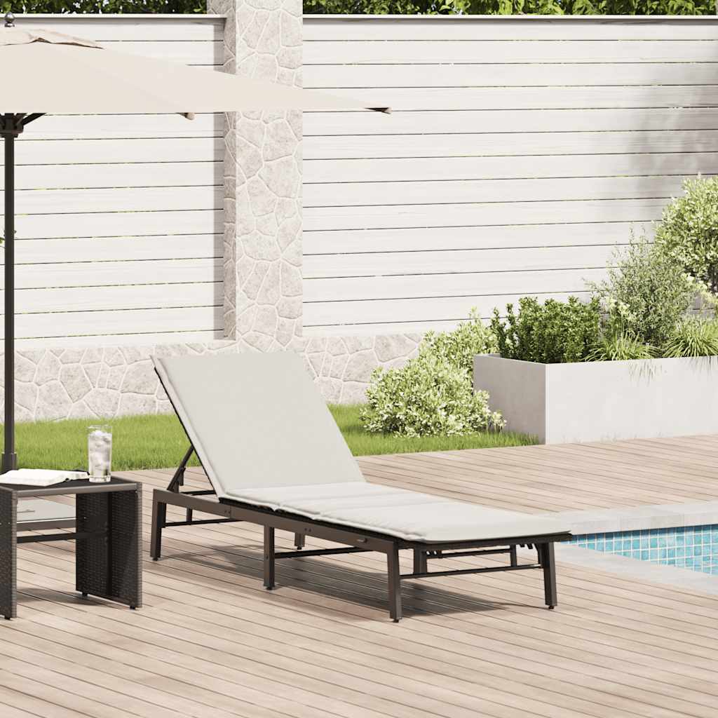 Sonnenliege mit Auflage Schwarz Poly-Rattan Sonnenliege mit Auflage Schwarz Poly-Rattan