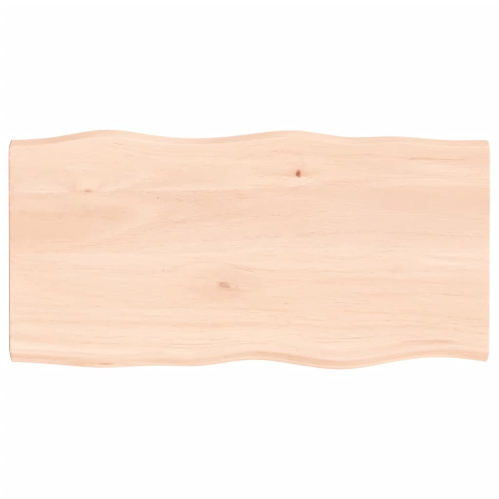 Tischplatte 80x40x2 cm Massivholz Eiche Unbehandelt Baumkante