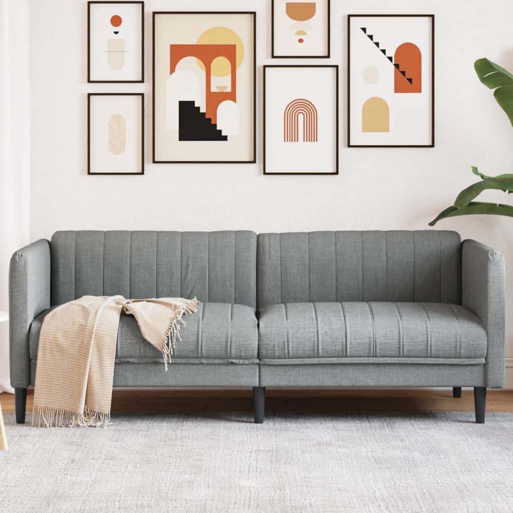 Sofa 3-Sitzer Hellgrau Stoff Sofa 3-Sitzer Hellgrau Stoff