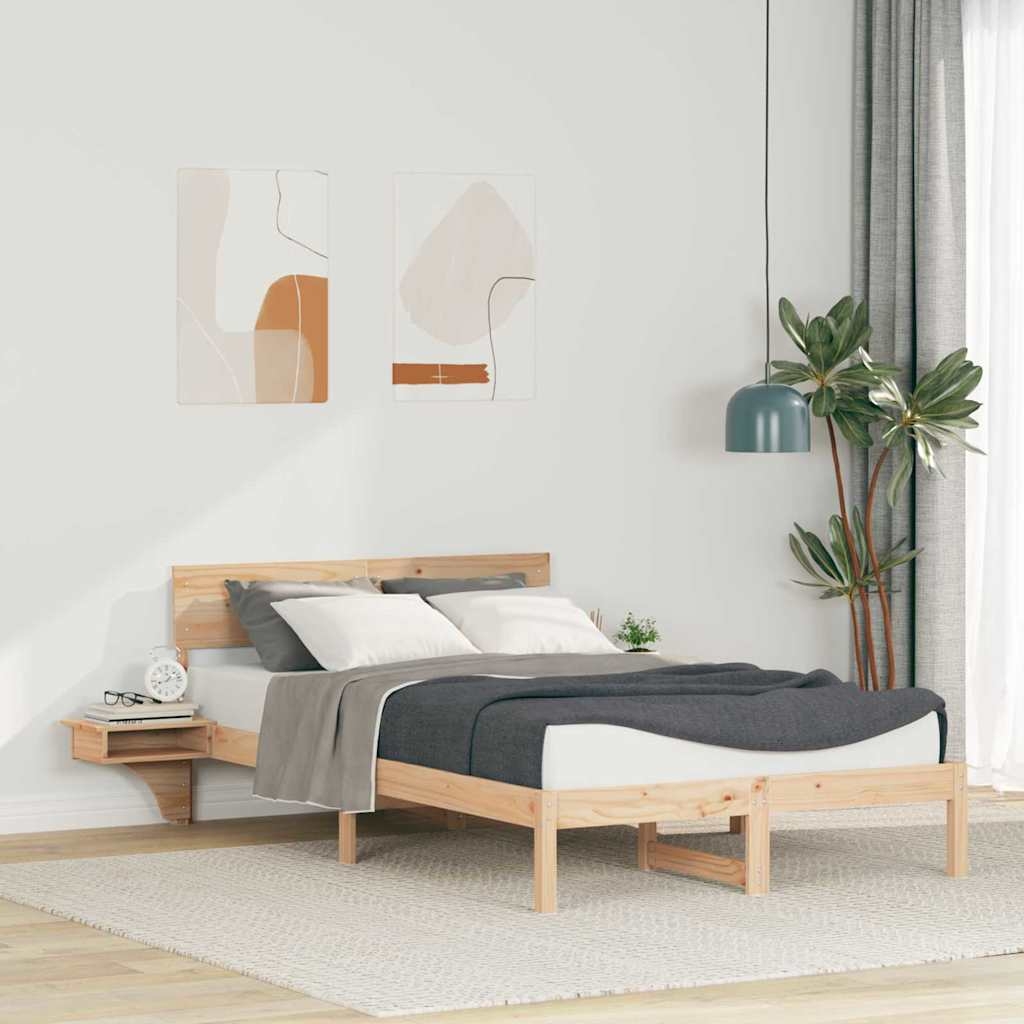 Bettgestell mit Nachttischen mit Kopfteil Braun 135 x 190 cm
