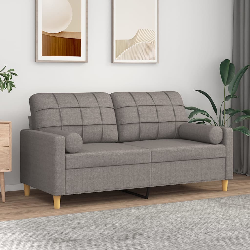 2-Sitzer-Sofa mit Zierkissen Taupe 140 cm Stoff 2-Sitzer-Sofa mit Zierkissen Taupe 140 cm Stoff