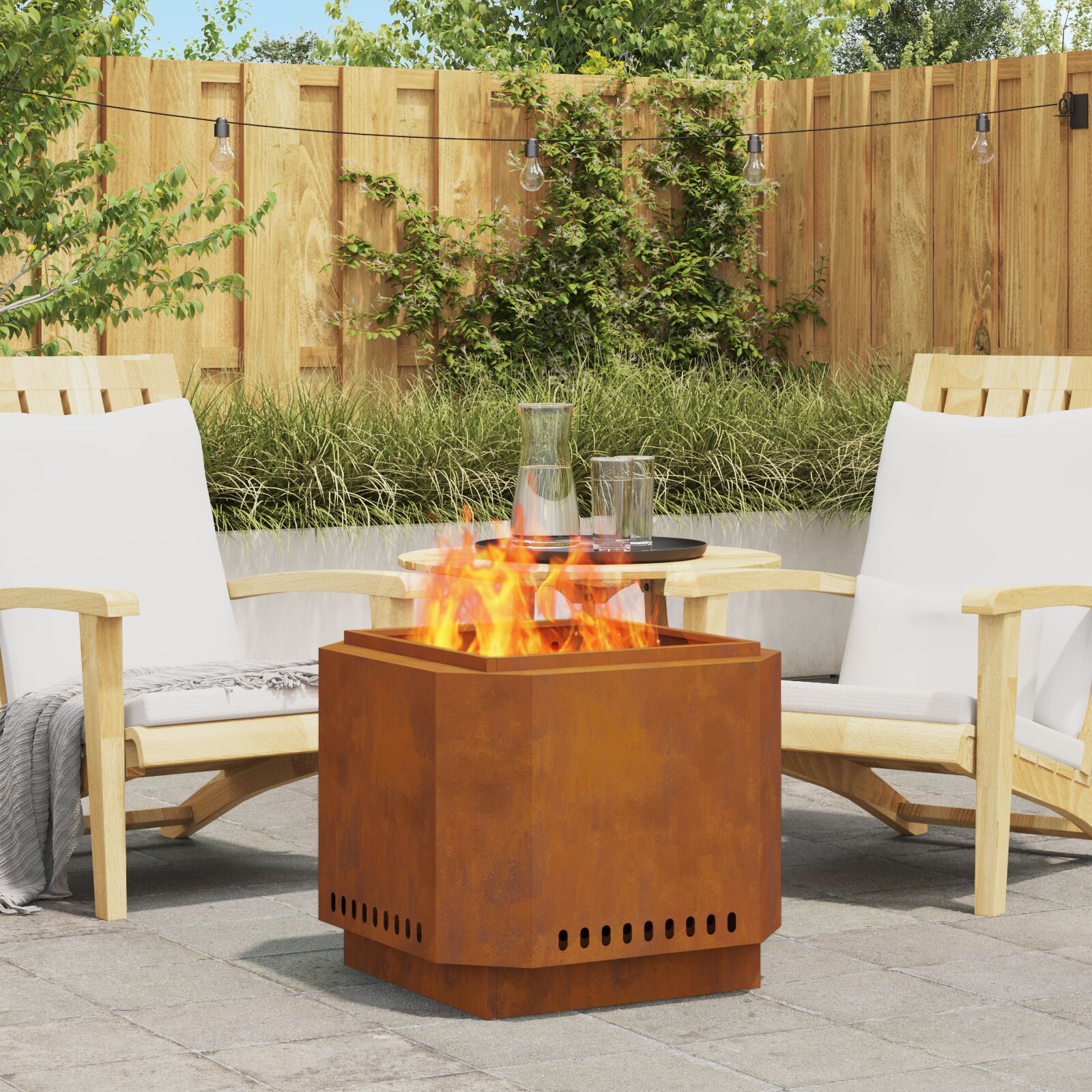 vidaXL rauchfreier Feuergrill 58x58x51 cm wetterfestes Stahl